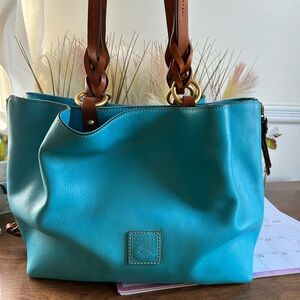 Dooney & Bourke Sky Blue Large Zip Barlow Leather Satchel